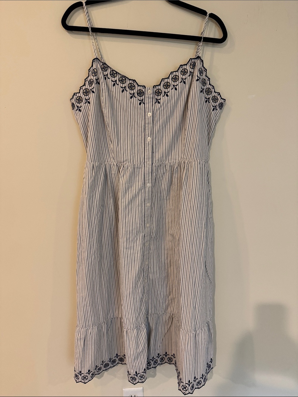 Madewell Cream Striped Button-Front Sundress